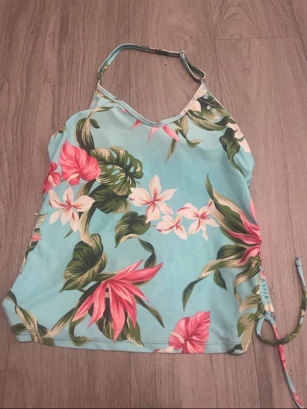 Halter Swim Bikini Top in Aqua Floral